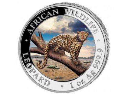 1 oz silver somalia leopard 2021 100 shillings coloured
