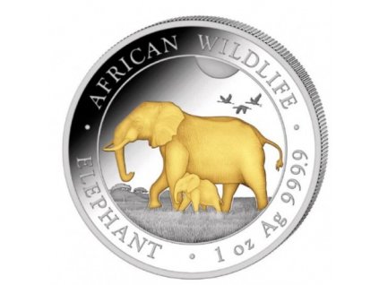 1 oz silver somalia elephant 2022 shillings 100 gilded
