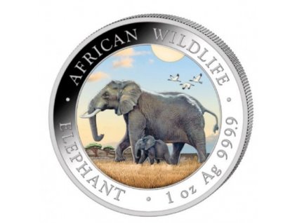1 oz silver somalia elephant 2022 shillings 100 coloured