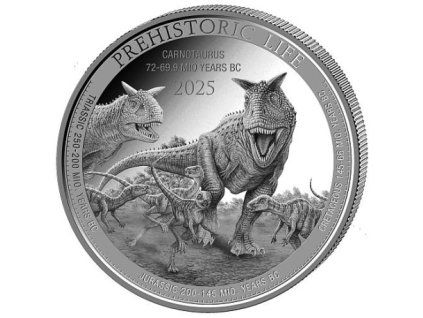 1 oz silver prehistoric life 2 carnotaurus 2025 bu 20fr bu