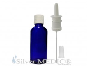 lekovka 50 ml sklo modre kobalt nosni rozprasovac stribro platina silvermedic ultra