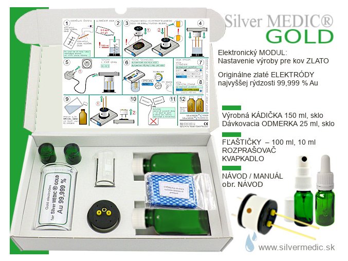 sada silvermedic gold elektrody zlato najvyssej rydzosti vyroba kvalitne bezpecne zlato nano koloid special