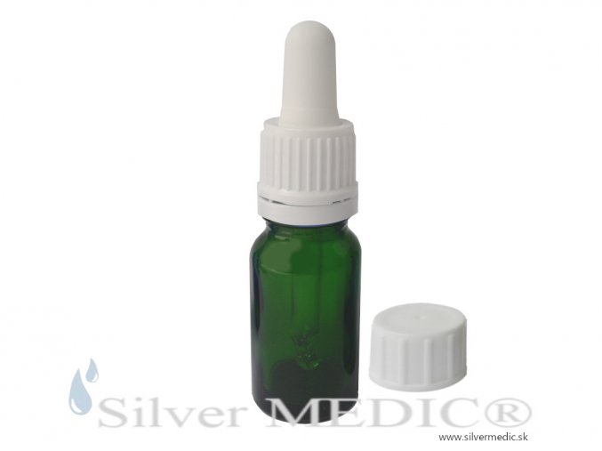 sklenene kvapkadlo flasticka 10ml zelene sklo silvermedic