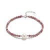 Stříbrný náramek s rodochrozitem a říčními perlami