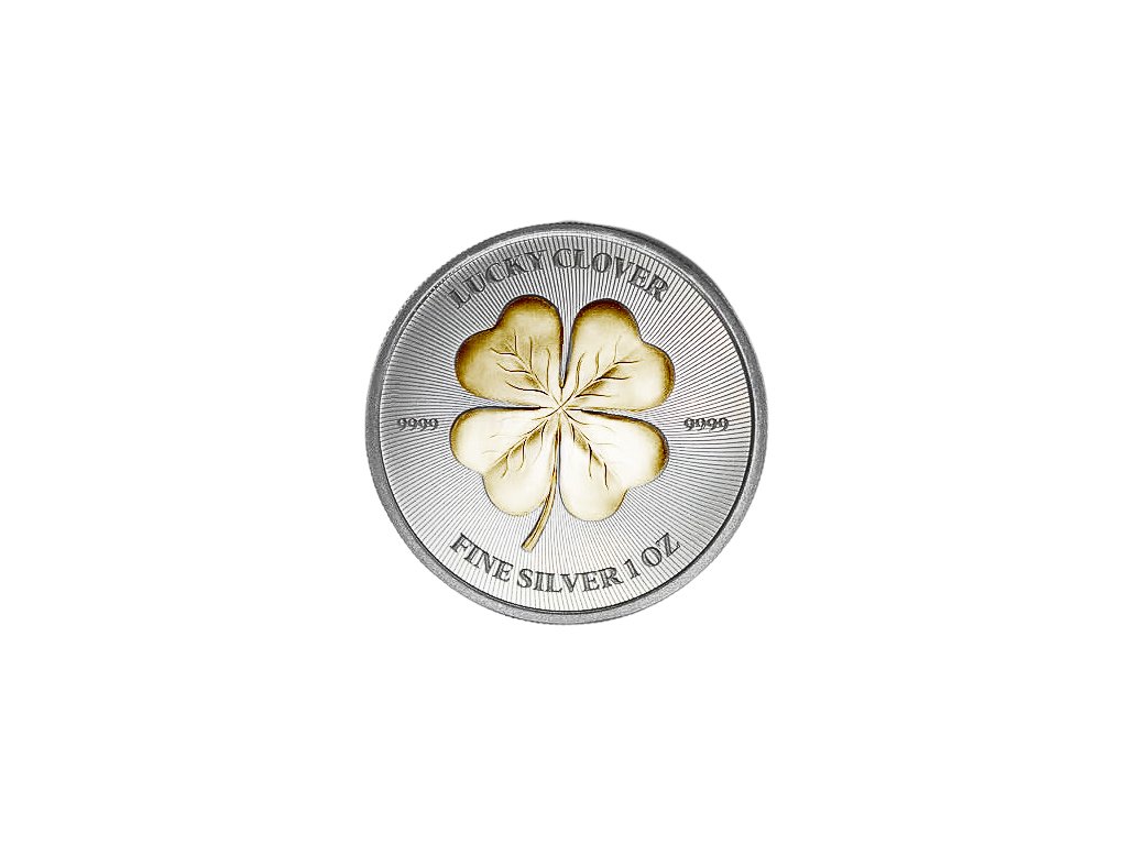2023 Silver 1 oz Niue Shamrock Lucky Clover front čtyřlistek ctyrlistek stesti štěstí na přání pro štěstí dárek