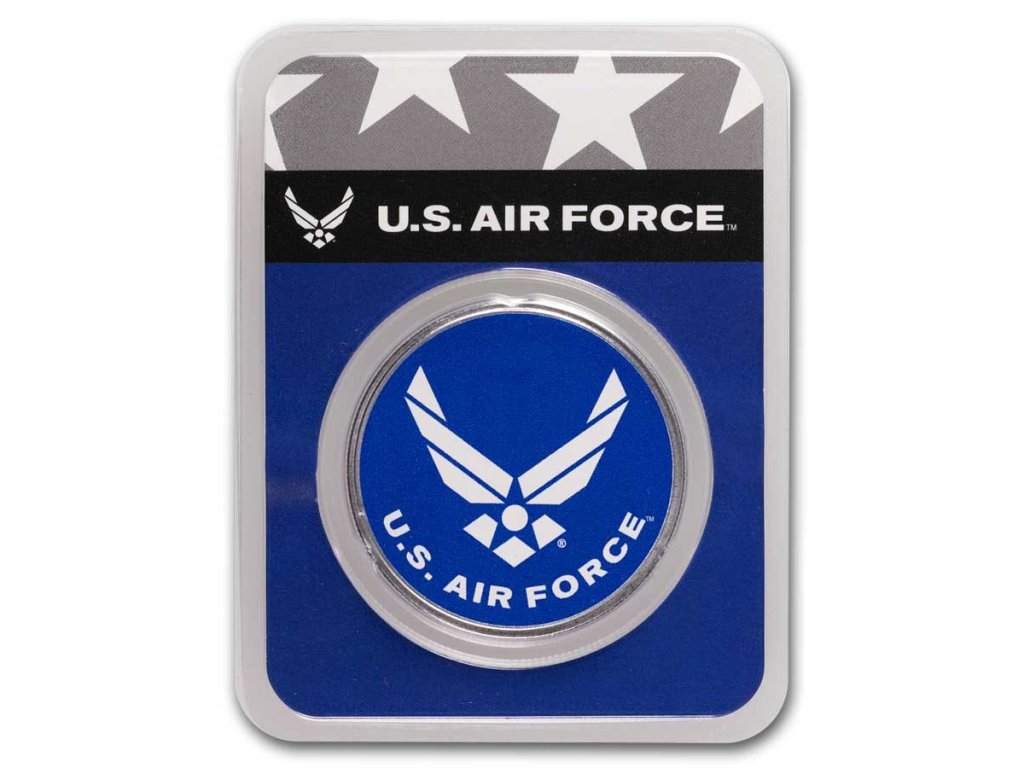 1 oz silver colorized round u s air force wings logo in tep 292837 slab