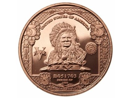 Měděná medaile 1 oz 10$ INDIAN Bankovka