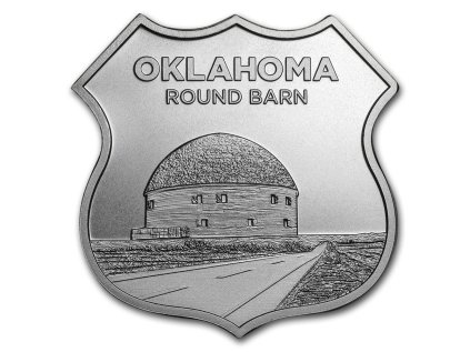 Stříbrná medaile 1 oz Icons of Route 66 Oklahoma Round Barn  Route 66 Oklahoma