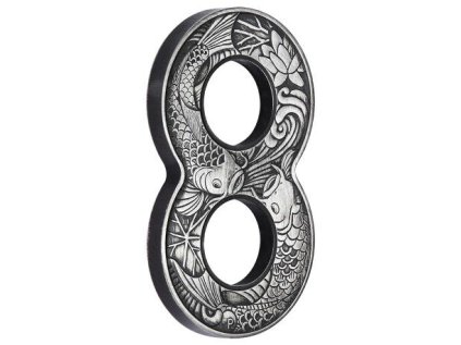 Stříbrná mince 2 oz "8" Koi Fish 2019 Ostařená