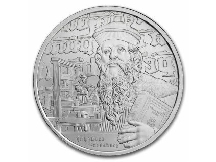 Stříbrná mince 1 oz Johannes Gutenberg  Ikony Inspirace 2024