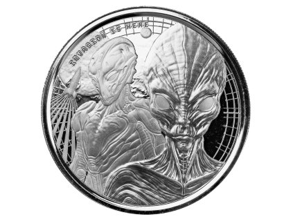 Stříbrná mince 1 oz Alien - Invasion is Here 2023 BU  Mimozemšťan - Invaze je tady