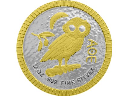 Stříbrná mince 1/4 oz Athenian Owl Pozlacená Limitovaná edice