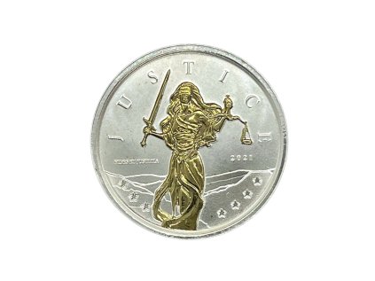 Stříbrná mince 1 oz Lady Justice Pozlacená Limitovaná edice