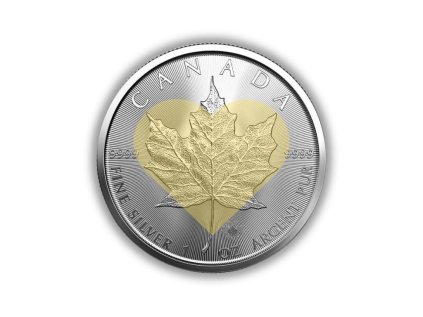 Stříbrná mince 1 oz Maple Leaf Srdce Pozlacená