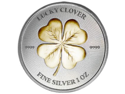 2023 Silver 1 oz Niue Shamrock Lucky Clover front čtyřlistek ctyrlistek stesti štěstí na přání pro štěstí dárek