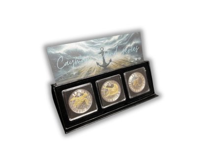 Sada Stříbrných mincí 3 x 1 oz Cayman Island series 2023 Limitovaná edice Pozlacená