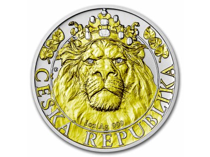 Stříbrná mince 1 oz Český lev 2022 Zlacená v etui