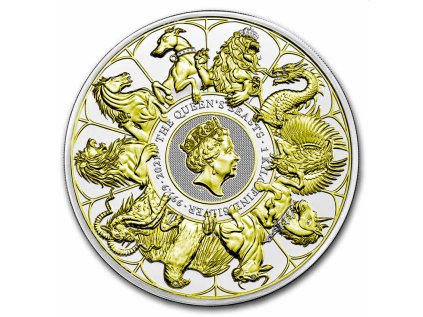Stříbrná mince 1000g Queen's Beasts Completer 2021 Zlacená