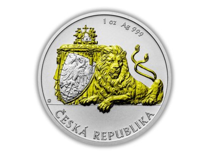 Stříbrná mince 1 oz Český lev 2019 Zlacená v etui