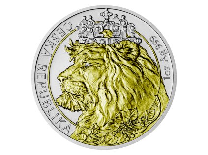 Stříbrná mince 1 oz Český lev 2021 Zlacená v etui