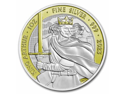 Stříbrná mince 1 oz Král Artuš Mýty & legendy 2023 BU Zlacený
