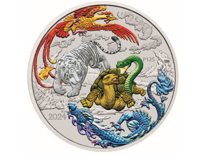 Stříbrná mince Čtyři čínské mýtické legendy Hong 1oz Karta