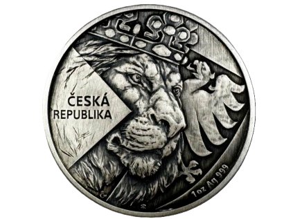 vyr 2564cesky lev 2024 ostareny antique finish 1oz strabrana mince silver coin02