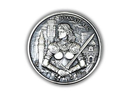 1 oz stříbrná medaile Johanka z Arku Antique Finish 2