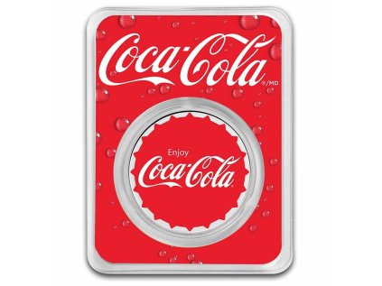 Stříbrná medaile 1 oz Coca Cola Bottle Cap Original Kolorovaná TEP  Coca Cola Víčko od lahve