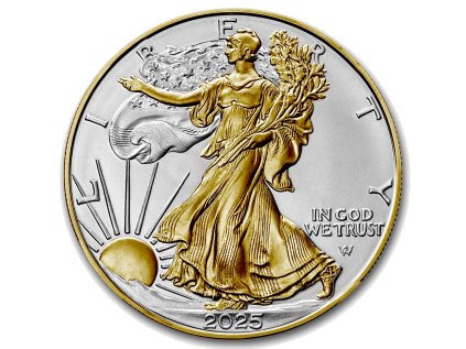 Stříbrná mince 1 oz US Silver Eagle  2025 BU zlacený