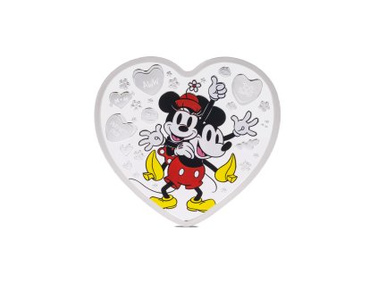 Stříbrná mince 1 oz Mickey & Minnie Disney 2025 Kolorovaná  Disney Mickey Mouse a Minnie srdíčko