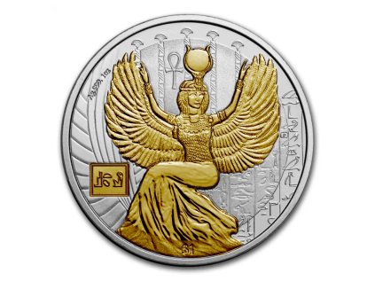 Střbrná mince 1oz bohové Egypta - Isis 2023 Zlacená limitovaná edice