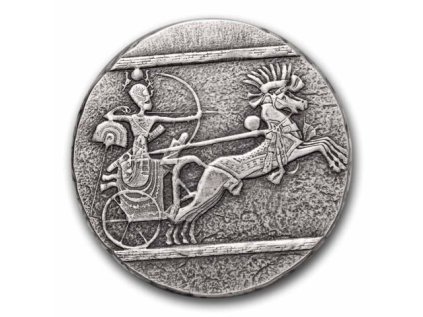 Stříbrná mince 5 oz Egyptský válečný vůz 2021 Ostařený Proof