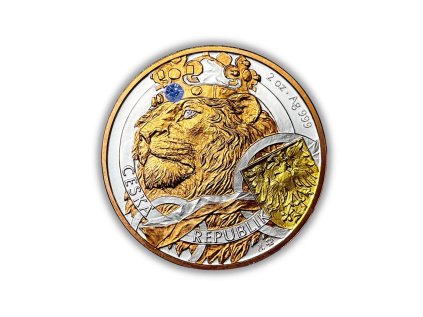 vyr 2742cesky lev 2025 zlaceny 24k zlato ceska mincovna silverstar rucni zlaceni drahokam diamant briliant cenny kov investicni mince Modry