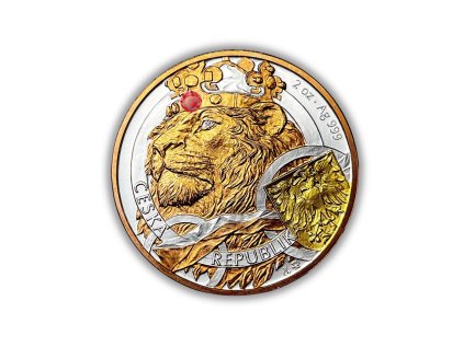 vyr 2741cesky lev 2025 zlaceny 24k zlato ceska mincovna silverstar rucni zlaceni drahokam diamant briliant cenny kov investicni mince cerveny