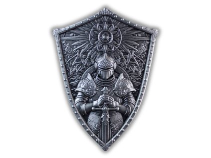 vyr 2688stribrny slitek 2oz rytirsky stit hluboka razba The Crusader s Shield 2 oz Pure Silver in Capsule