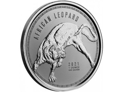 vyr 11971 oz silver 5 cedis ghana leopard 2021 bu