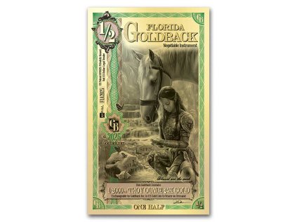 1 2 florida goldback aurum gold foil note 24k 308545 slab