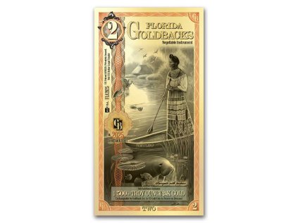 2 florida goldback aurum gold foil note 24k 308546 slab