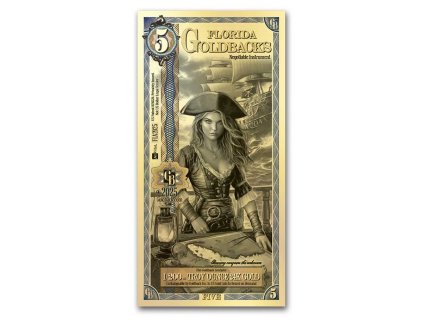 5 florida goldback aurum gold foil note 24k 308536 slab