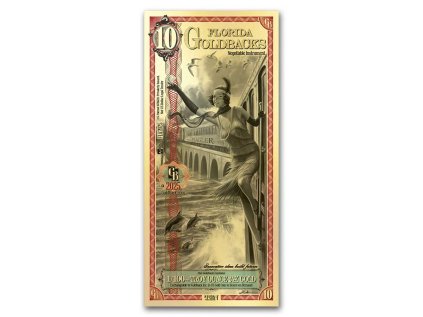 10 florida goldback aurum gold foil note 24k 308537 slab