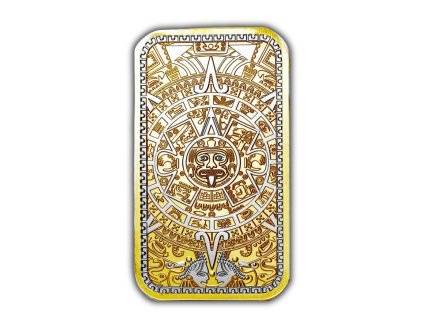 1 oz silver bar gilded 24k gold aztec stone