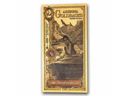 2 arizona goldback aurum gold foil note 24k 321896 slab
