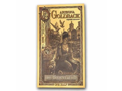 1 2 arizona goldback aurum gold foil note 24k 321892 slab