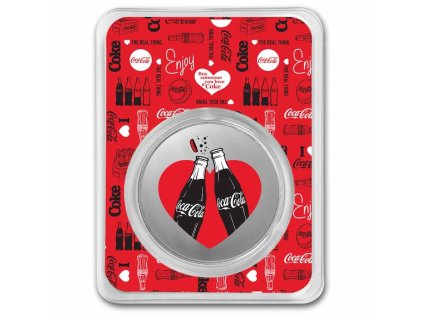 coca cola 1 oz silver colorized valentine round in tep 308070 slab
