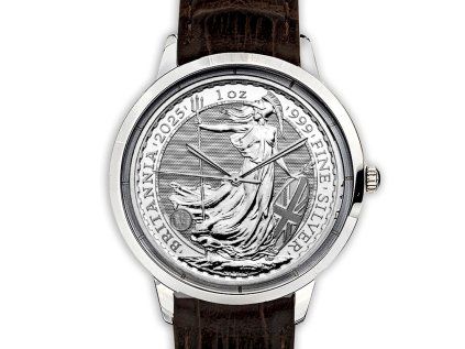 silver britannia leather watch 321589 slab