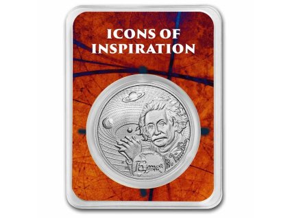 Stříbrná mince 1 oz Ikony Inspirace - Albert Einstein 2022 BU v blistru