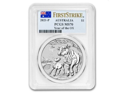 Stříbrná mince 1 oz Rok Buvola Lunární Série III PCGS MS 70