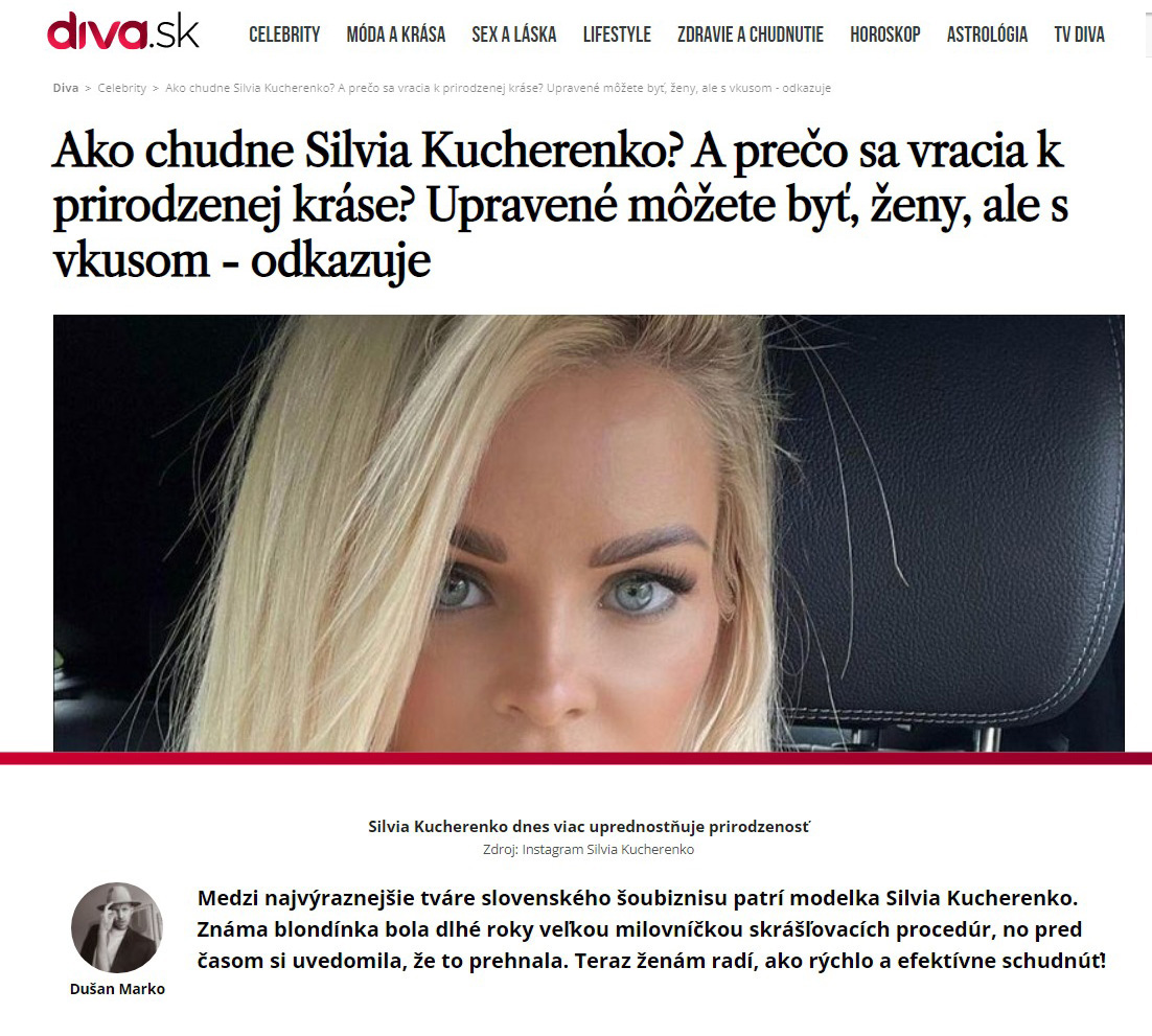 Ako chudne Silvia Kucherenko? A prečo sa vracia k prirodzenej kráse? Upravené môžete byť, ženy, ale s vkusom - odkazuje