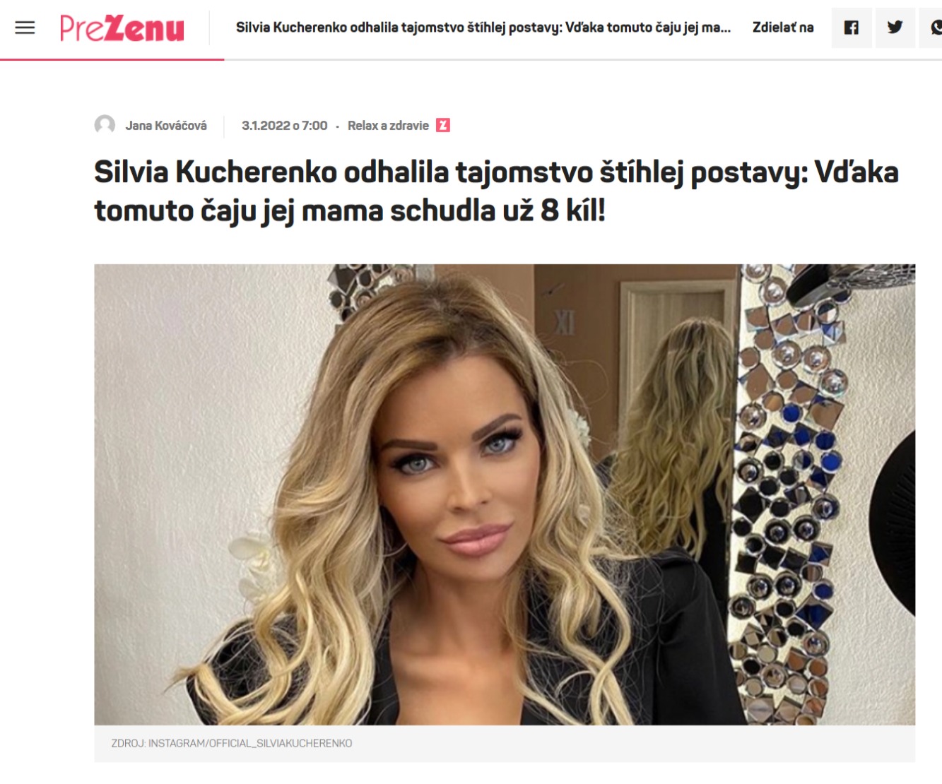 Silvia Kucherenko odhalila tajomstvo štíhlej postavy: Vďaka tomuto čaju jej mama schudla už 8 kíl!
